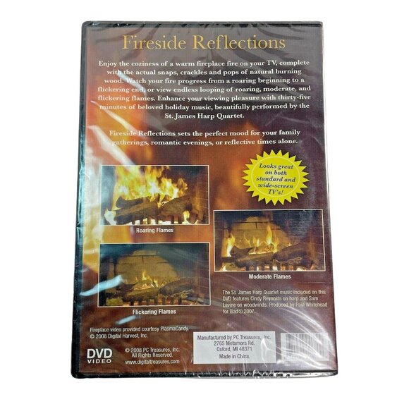 Fireside Reflections Fireplace DVD 2008 Cozy Crackling Fire Video New u - Picture 2 of 2
